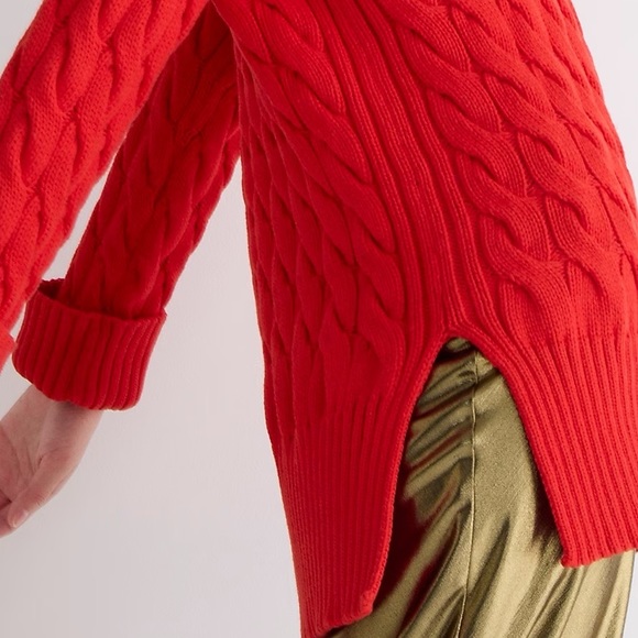 J.Crew Cotton Cable-Knit Side-Slit Crewneck Sweater Size L-XL - Picture 11 of 16
